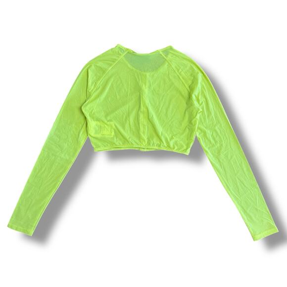 Chervò Sports‎ Neon Yellow Cropped Cardigan XS Y2K Festival Activewear Designer - Picture 5 of 9